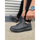 ALC Collection JY151 Boost Bağcıklı Cilt Erkek Günlük Sneaker Ayakkabı CST - Siyah
