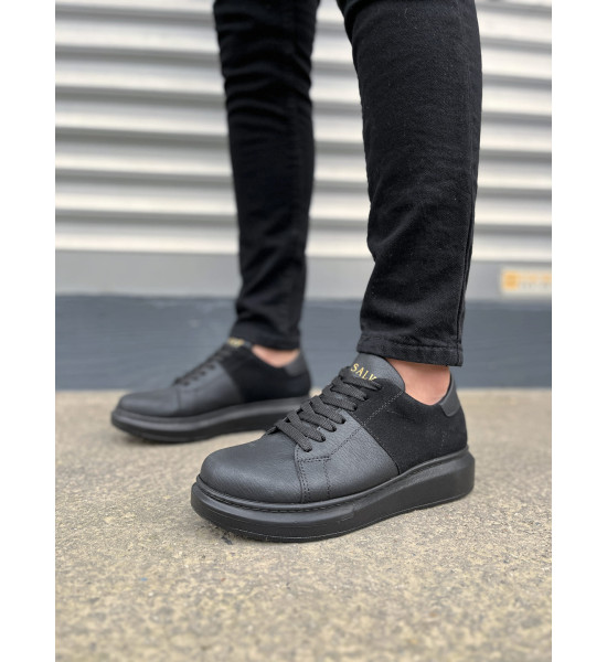 ALC Collection JY151 Boost Bağcıklı Cilt Süet Erkek Günlük Sneaker Ayakkabı CSST - Siyah