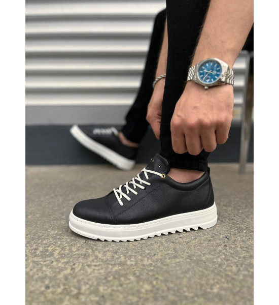 ALC Collection JY152 Cool Bağcıklı Cilt Erkek Günlük Spor Klasik Ayakkabı CBT - Siyah