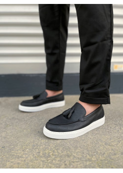 JY153 Bloom Bağcıksız Püsküllü Cilt Erkek Günlük Spor Klasik Ayakkabı CBT - Siyah