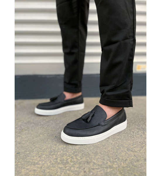 ALC Collection JY153 Bloom Bağcıksız Püsküllü Cilt Erkek Günlük Spor Klasik Ayakkabı CBT - Siyah