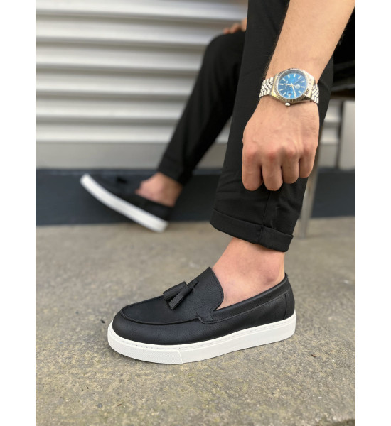 ALC Collection JY153 Bloom Bağcıksız Püsküllü Cilt Erkek Günlük Spor Klasik Ayakkabı CBT - Siyah