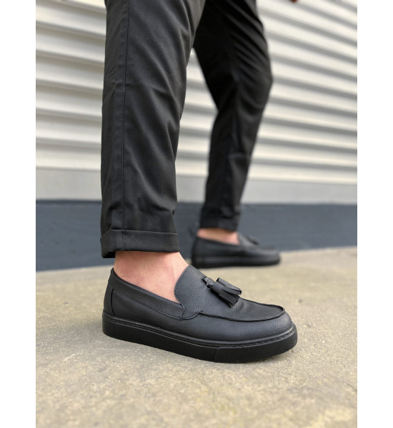 ALC Collection JY153 Bloom Bağcıksız Püsküllü Cilt Erkek Günlük Spor Klasik Ayakkabı CST - Siyah