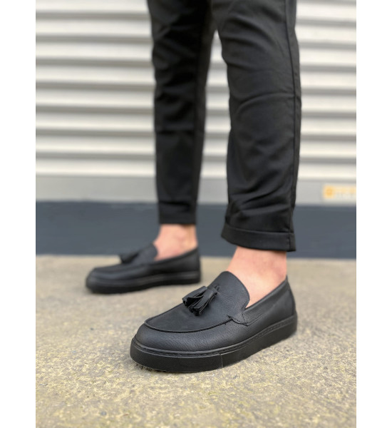 ALC Collection JY153 Bloom Bağcıksız Püsküllü Cilt Erkek Günlük Spor Klasik Ayakkabı CST - Siyah