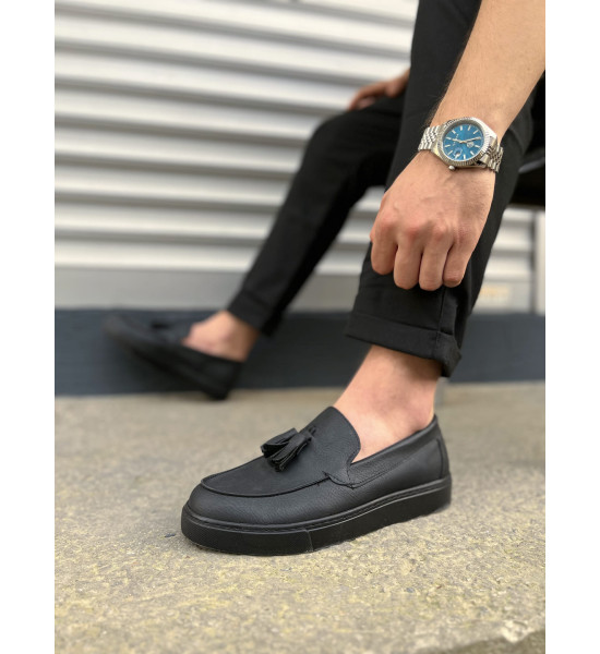 ALC Collection JY153 Bloom Bağcıksız Püsküllü Cilt Erkek Günlük Spor Klasik Ayakkabı CST - Siyah