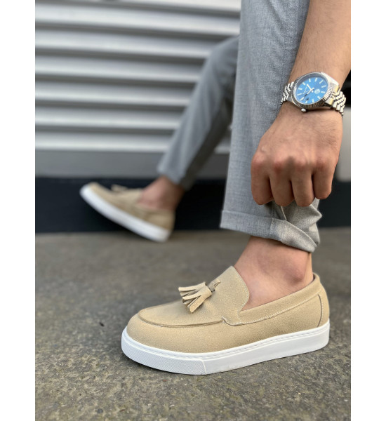 ALC Collection JY153 Bloom Bağcıksız Püsküllü Süet Erkek Günlük Spor Klasik Ayakkabı SBT - Krem