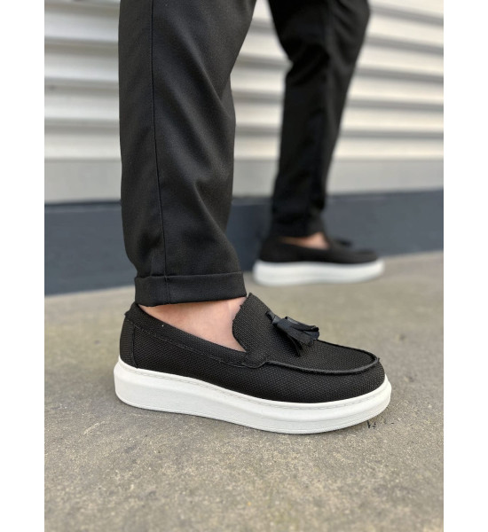 ALC Collection JY154 Blaze Bağcıksız Püsküllü Keten Erkek Günlük Spor Klasik Ayakkabı KBT - Siyah