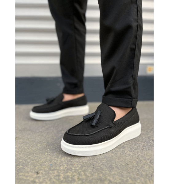 ALC Collection JY154 Blaze Bağcıksız Püsküllü Keten Erkek Günlük Spor Klasik Ayakkabı KBT - Siyah