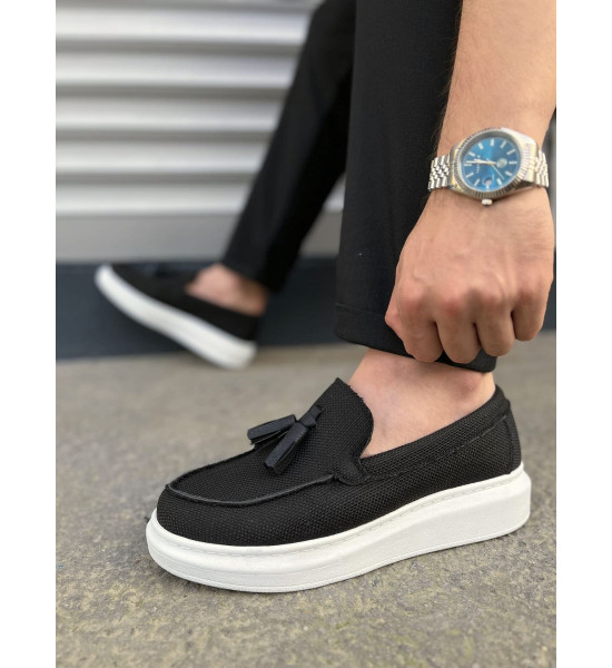 ALC Collection JY154 Blaze Bağcıksız Püsküllü Keten Erkek Günlük Spor Klasik Ayakkabı KBT - Siyah