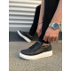 ALC Collection JY155 Warrior Bağcıklı ve Fermuarlı Cilt Erkek Günlük Sneaker Ayakkabı CBT - Siyah