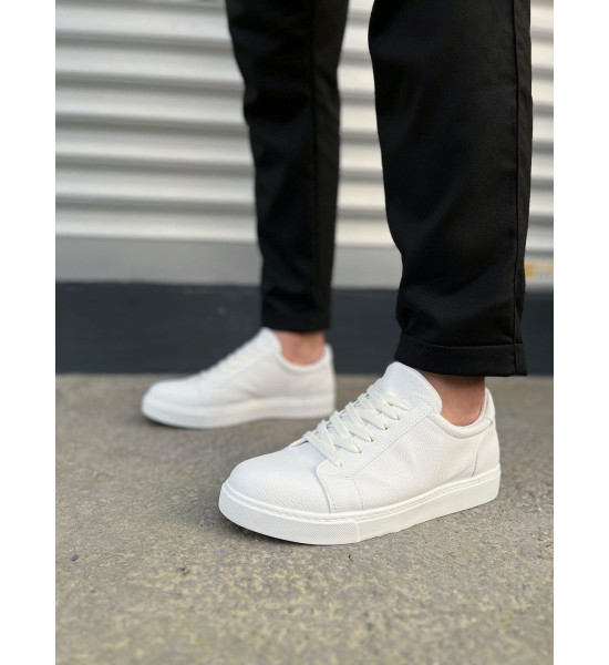 ALC Collection JY165 Elite Bağcıklı Cilt Erkek Günlük Sneaker Ayakkabı CBT - Beyaz