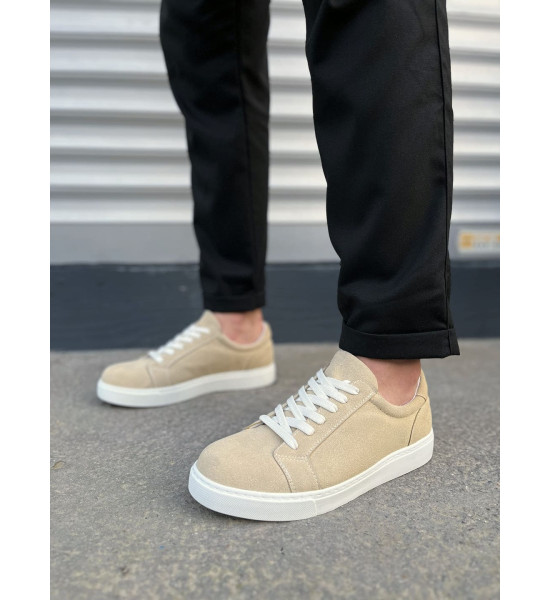 ALC Collection JY165 Elite Bağcıklı Süet Erkek Günlük Sneaker Ayakkabı SBT - Krem