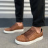 JY166 Prestige Bağcıklı Cilt Kapitone Desenli Erkek Günlük Sneaker Ayakkabı CBT - Taba