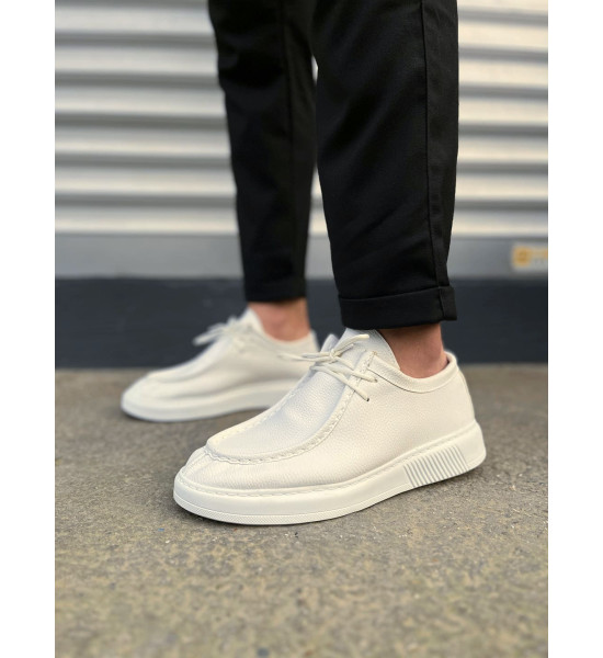 ALC Collection JY170 Tornado Bağcıklı Cilt Erkek Günlük Spor Klasik Ayakkabı CBT - Beyaz