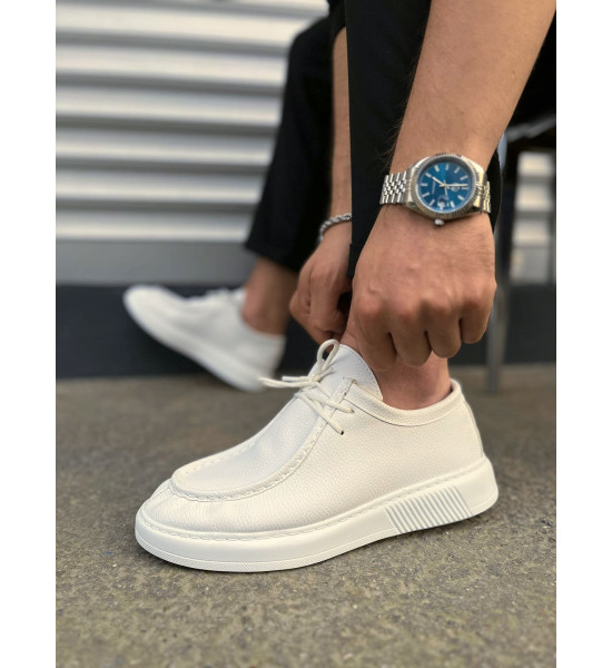 ALC Collection JY170 Tornado Bağcıklı Cilt Erkek Günlük Spor Klasik Ayakkabı CBT - Beyaz