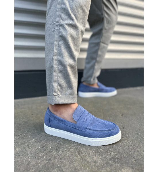 ALC Collection JY180 Estilo X Bağcıksız Süet Erkek Günlük Spor Klasik Ayakkabı SBT - Mavi