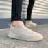JY204 Flex Bağcıklı Keten Kumaş Erkek Günlük Sneaker Ayakkabı KKT - Krem