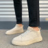 JY204 Flex Bağcıklı Keten Kumaş Erkek Günlük Sneaker Ayakkabı KKT - Krem