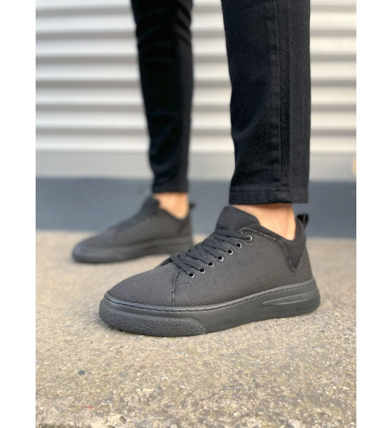 ALC Collection JY204 Flex Bağcıklı Keten Kumaş Erkek Günlük Sneaker Ayakkabı KST - Siyah
