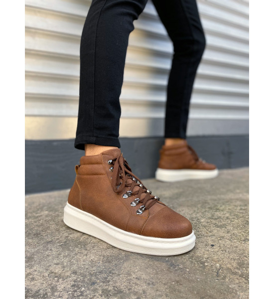 ALC Collection JY206 Ottawa Bağcıklı Ortopedik Taban Cilt Erkek Spor Bot CBT - Taba