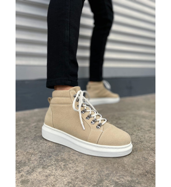 ALC Collection JY206 Ottawa Bağcıklı Ortopedik Taban Süet Erkek Spor Bot SBT - Krem