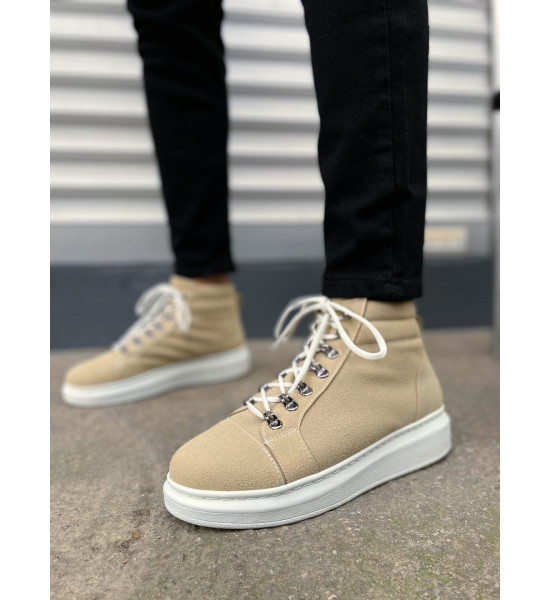 ALC Collection JY206 Ottawa Bağcıklı Ortopedik Taban Süet Erkek Spor Bot SBT - Krem