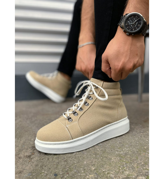 ALC Collection JY206 Ottawa Bağcıklı Ortopedik Taban Süet Erkek Spor Bot SBT - Krem