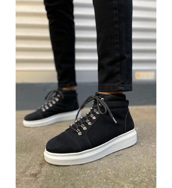 ALC Collection JY206 Ottawa Bağcıklı Ortopedik Taban Süet Erkek Spor Bot SBT - Siyah