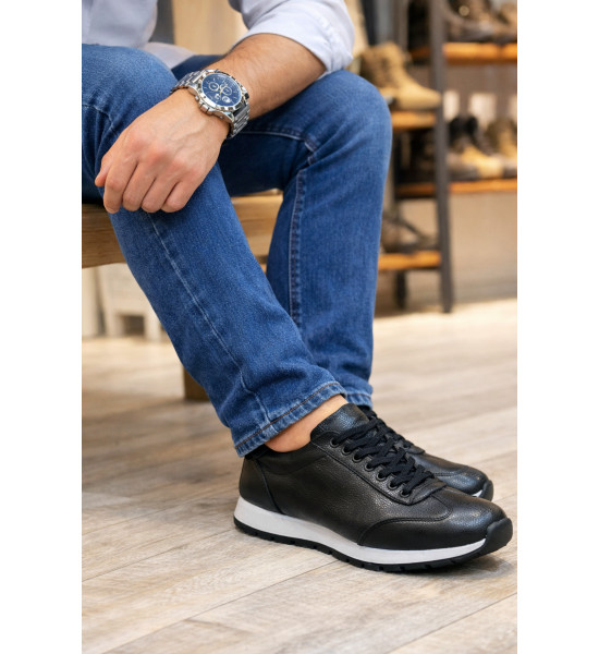 ALC Collection JY2402 Berts Bağcıklı Hakiki Deri  Erkek Günlük Klasik Ayakkabı DBT - Siyah