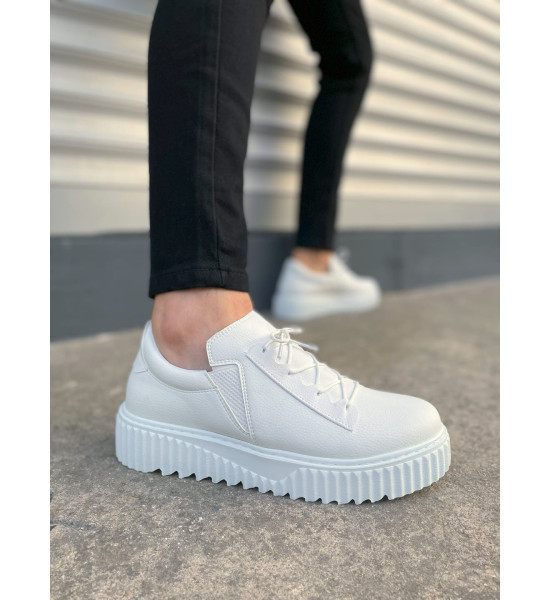 ALC Collection JY502 Bold Bağcıklı Cilt Erkek Günlük Sneaker Ayakkabı CBT - Beyaz