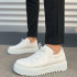 JY502 Bold Bağcıklı Cilt Erkek Günlük Sneaker Ayakkabı CBT - Beyaz