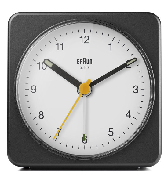 BRAUN BRAUN BC03BW SİYAH-BEYAZ KLASİK SEYAHAT ANALOG ALARMLI MASA SAATİ