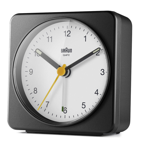 BRAUN BRAUN BC03BW SİYAH-BEYAZ KLASİK SEYAHAT ANALOG ALARMLI MASA SAATİ