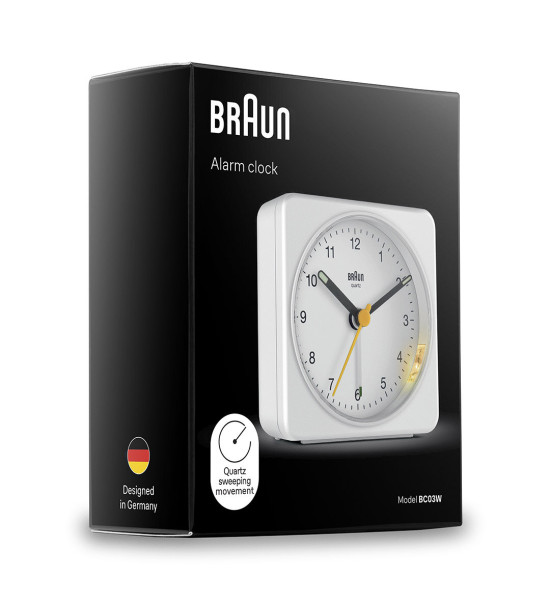 BRAUN BRAUN BC03W BEYAZ KLASİK SEYAHAT ANALOG ALARMLI MASA SAATİ