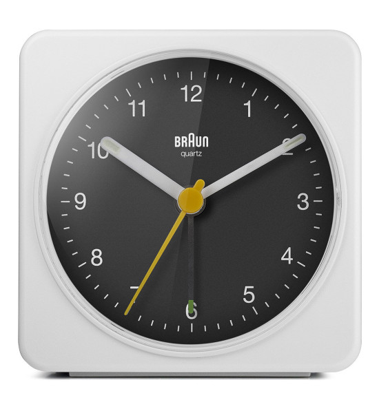 BRAUN BRAUN BC03WB BEYAZ-SİYAH KLASİK SEYAHAT ANALOG ALARMLI MASA SAATİ