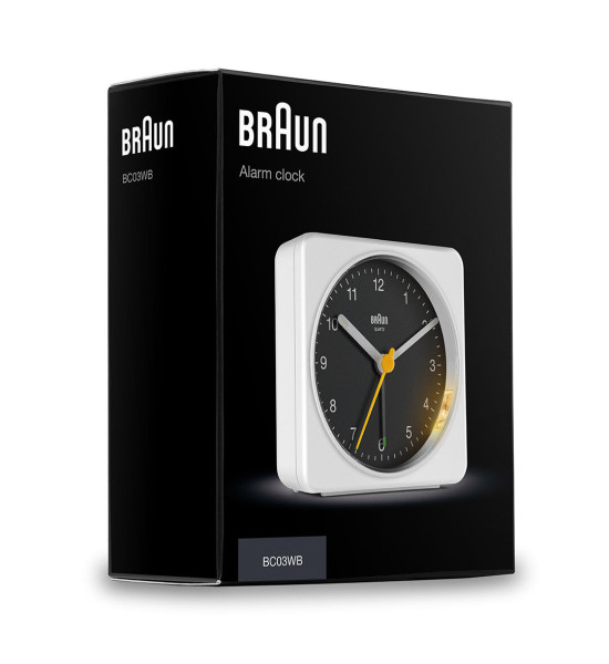 BRAUN BRAUN BC03WB BEYAZ-SİYAH KLASİK SEYAHAT ANALOG ALARMLI MASA SAATİ