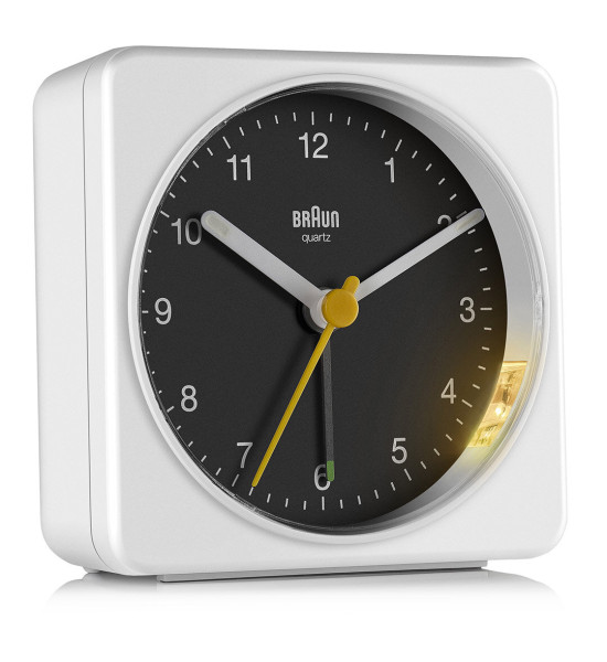 BRAUN BRAUN BC03WB BEYAZ-SİYAH KLASİK SEYAHAT ANALOG ALARMLI MASA SAATİ