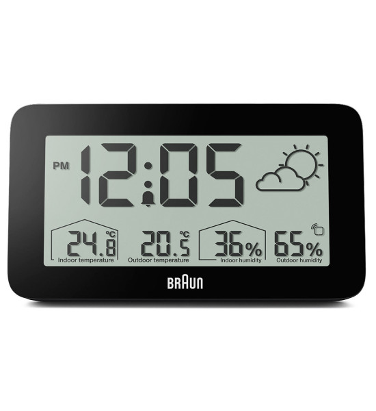 Braun BRAUN BC13BP SİYAH DİJİTAL HAVA DURUMU ALARMLI MASA SAATİ