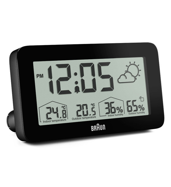 Braun BRAUN BC13BP SİYAH DİJİTAL HAVA DURUMU ALARMLI MASA SAATİ