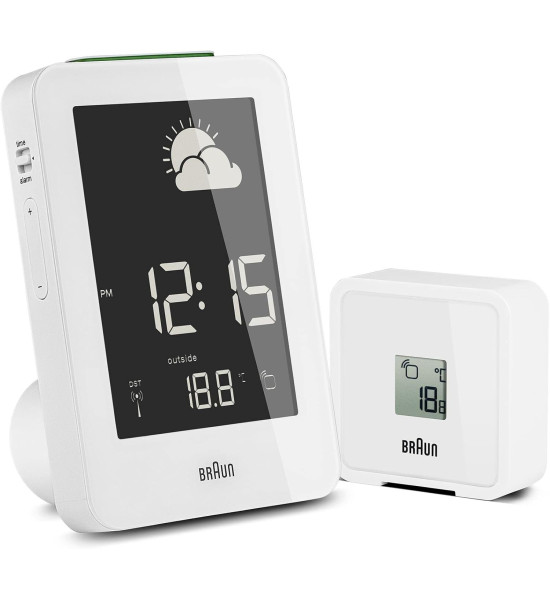 BRAUN BRAUN BNC013WH-RC HAVA İSTASYONLU MASA SAATİ BEYAZ