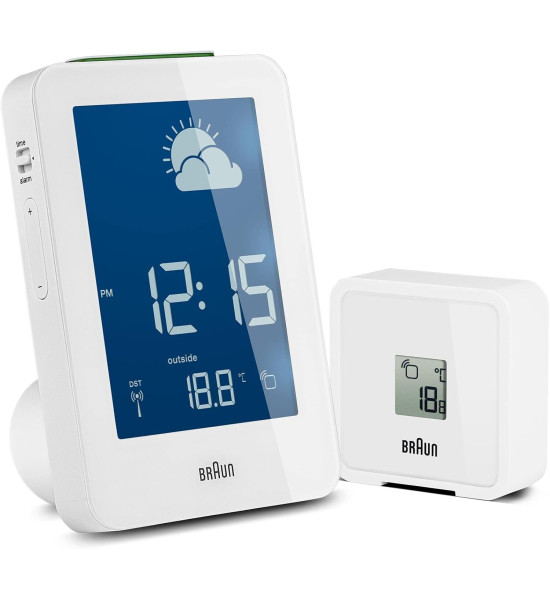 BRAUN BRAUN BNC013WH-RC HAVA İSTASYONLU MASA SAATİ BEYAZ