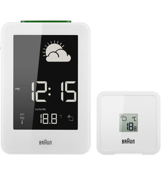 BRAUN BRAUN BNC013WH-RC HAVA İSTASYONLU MASA SAATİ BEYAZ