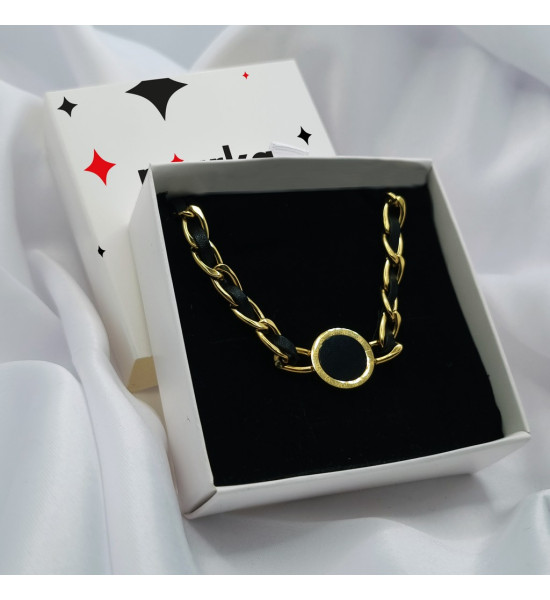 ALC Collection Roma Rakamlı Siyah Nokta Tasarım Zincirli Orijinal Çelik Kolye