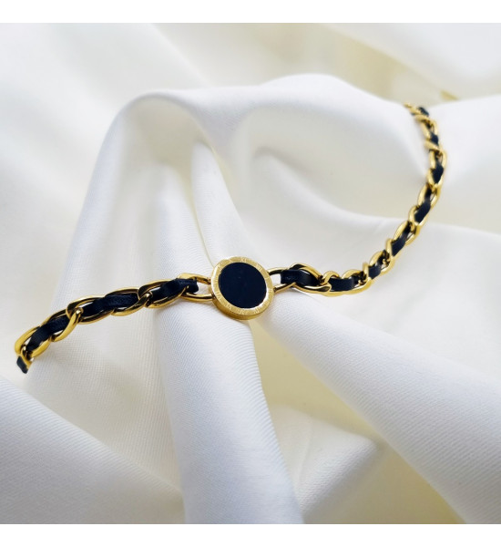 ALC Collection Roma Rakamlı Siyah Nokta Tasarım Zincirli Orijinal Çelik Kolye