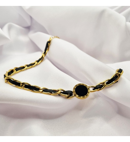 ALC Collection Roma Rakamlı Siyah Nokta Tasarım Zincirli Orijinal Çelik Kolye