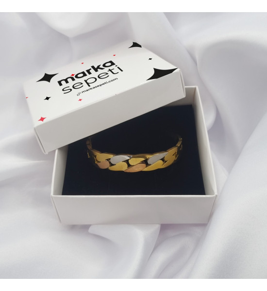 ALC Collection Gümüş, Gold Zincir Tasarım Orijinal Çelik Kelepçe Bileklik