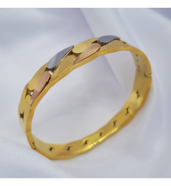 ALC Collection Gümüş, Gold Zincir Tasarım Orijinal Çelik Kelepçe Bileklik