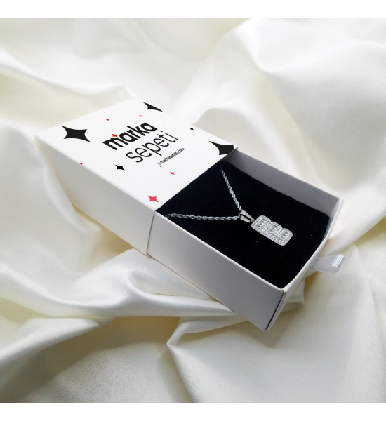 ALC Collection E Harfi Zirkon Taşlı Şık Orijinal Çelik Kolye (Gümüş)