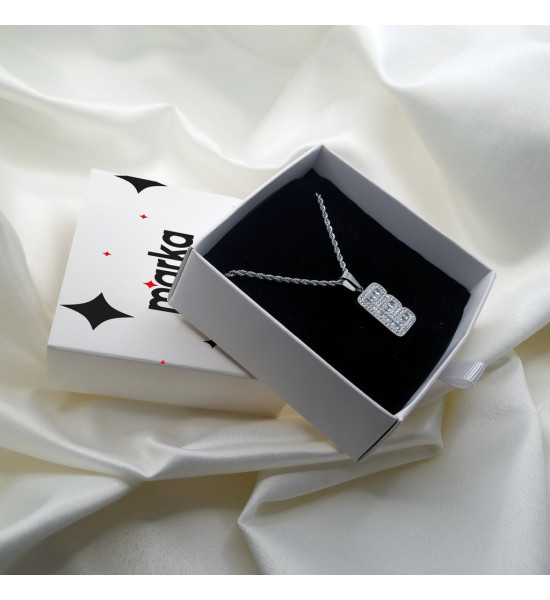 ALC Collection E Harfi Zirkon Taşlı Şık Orijinal Çelik Kolye (Gümüş)