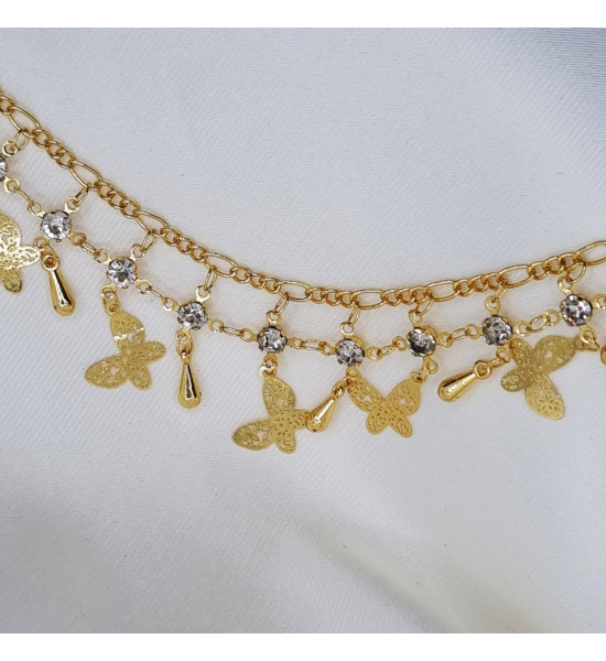 ALC Collection Kelebek Desen Gold Tasarım Zirkon Taşlı Rodyum Halhal